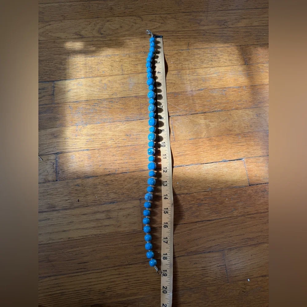 60s Vintage Blue Beaded Necklace - Picture 5 of 5